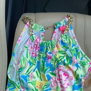 Lilly Pulitzer Bowen Halter Top with Gold Chain Straps Size S